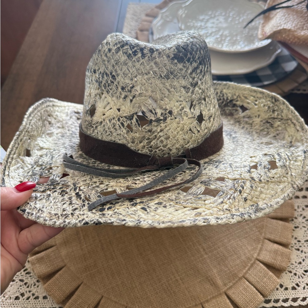 Bullhide Run a Muck “Girl Next Door” Cream and Brown Women's Straw Cowgirl Hat M